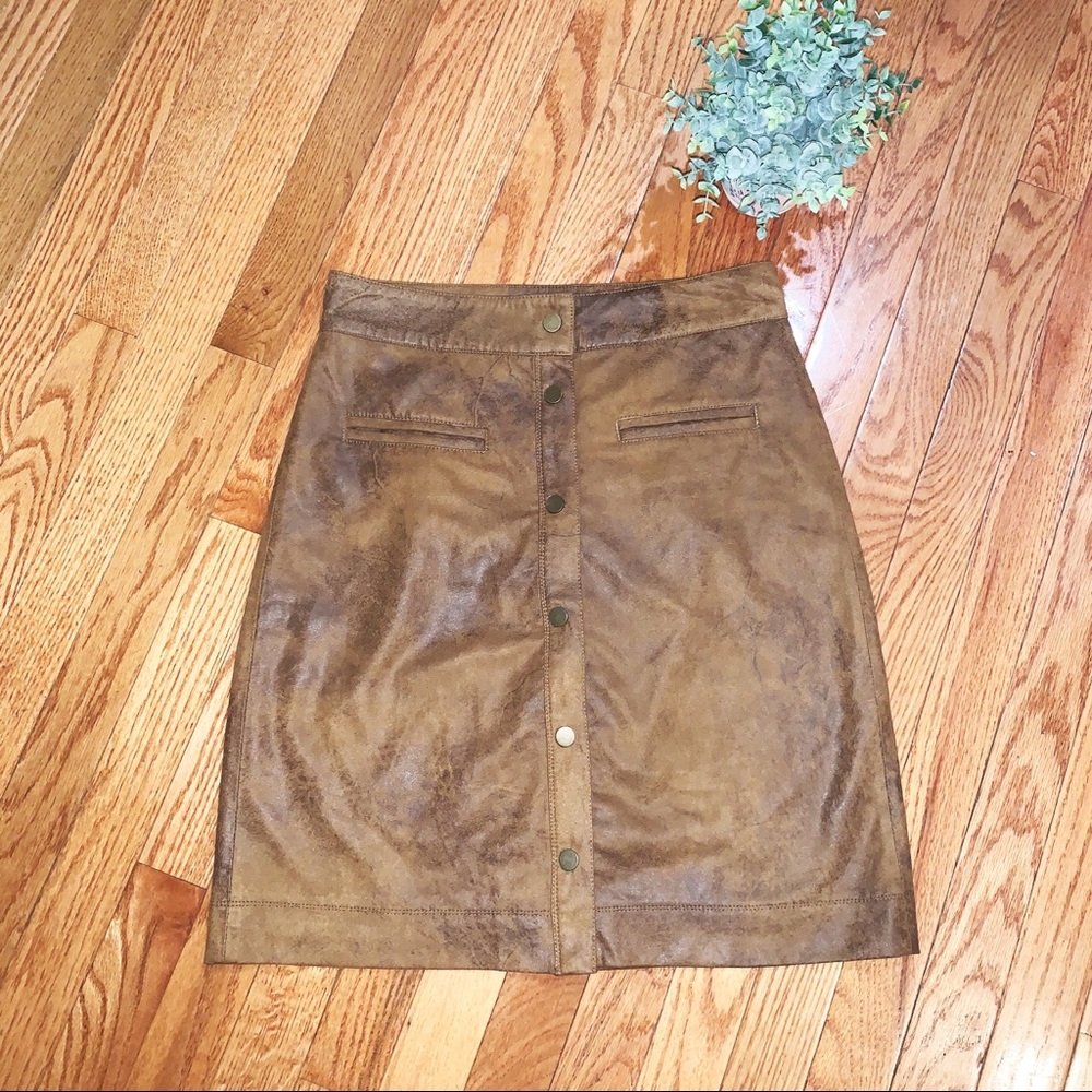 Lord and Taylor Faux Brown Leather Tight Skirt.